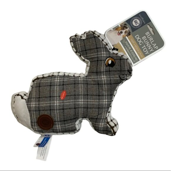 Dog Toss Toy European Home Burlap Bunny Grey White Country Farmhouse Pla… - Picture 2 of 12